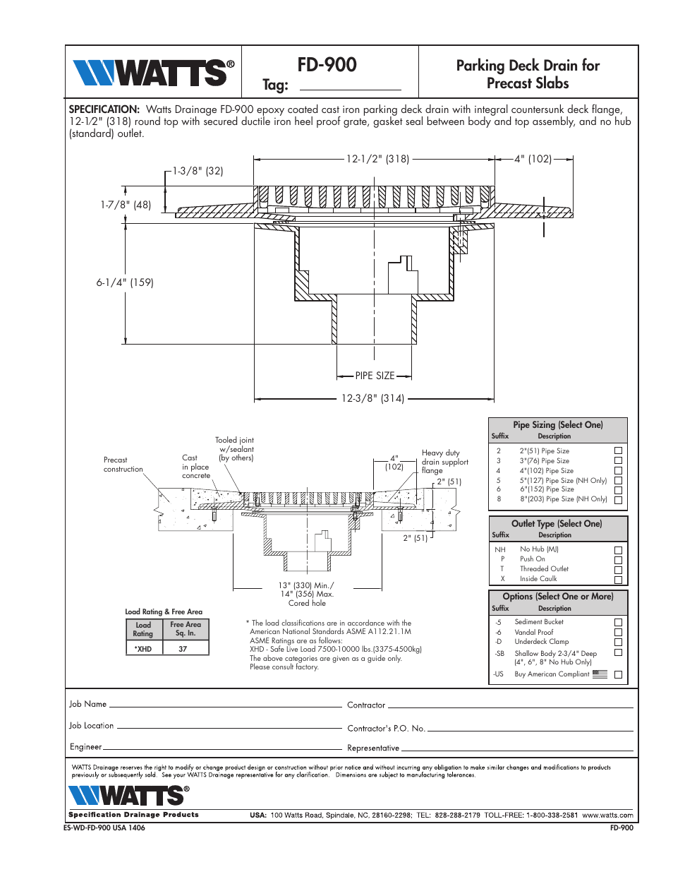 Watts FD-900 User Manual | 1 page