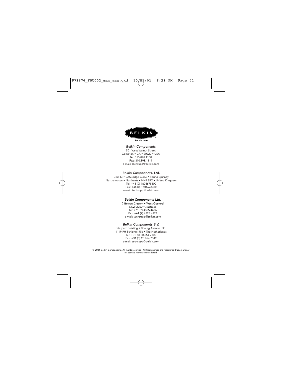 Belkin USB Parallel Printer Adapter for Mac F5U002-MAC User Manual | Page 24 / 24