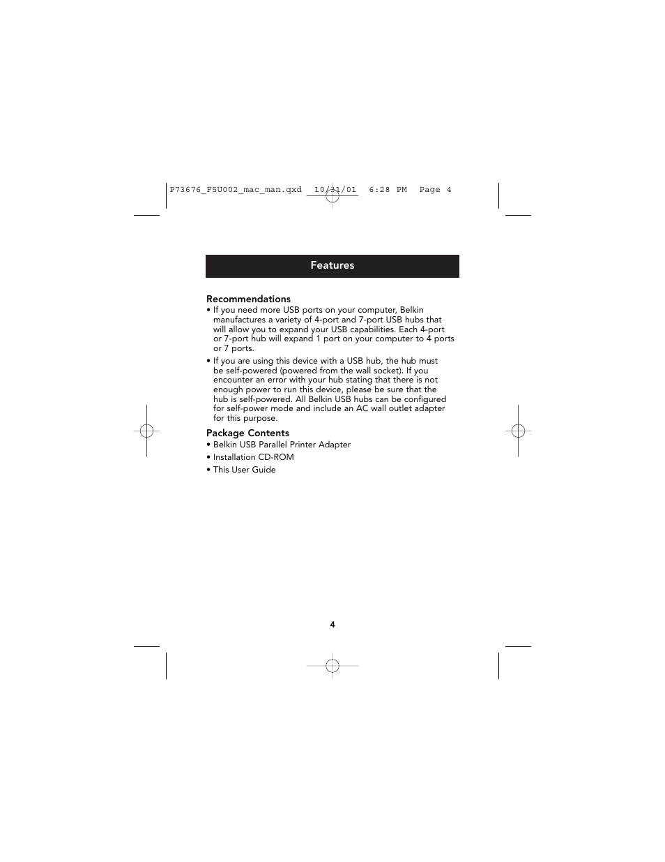 Belkin USB Parallel Printer Adapter for Mac F5U002-MAC User Manual | Page 6 / 24