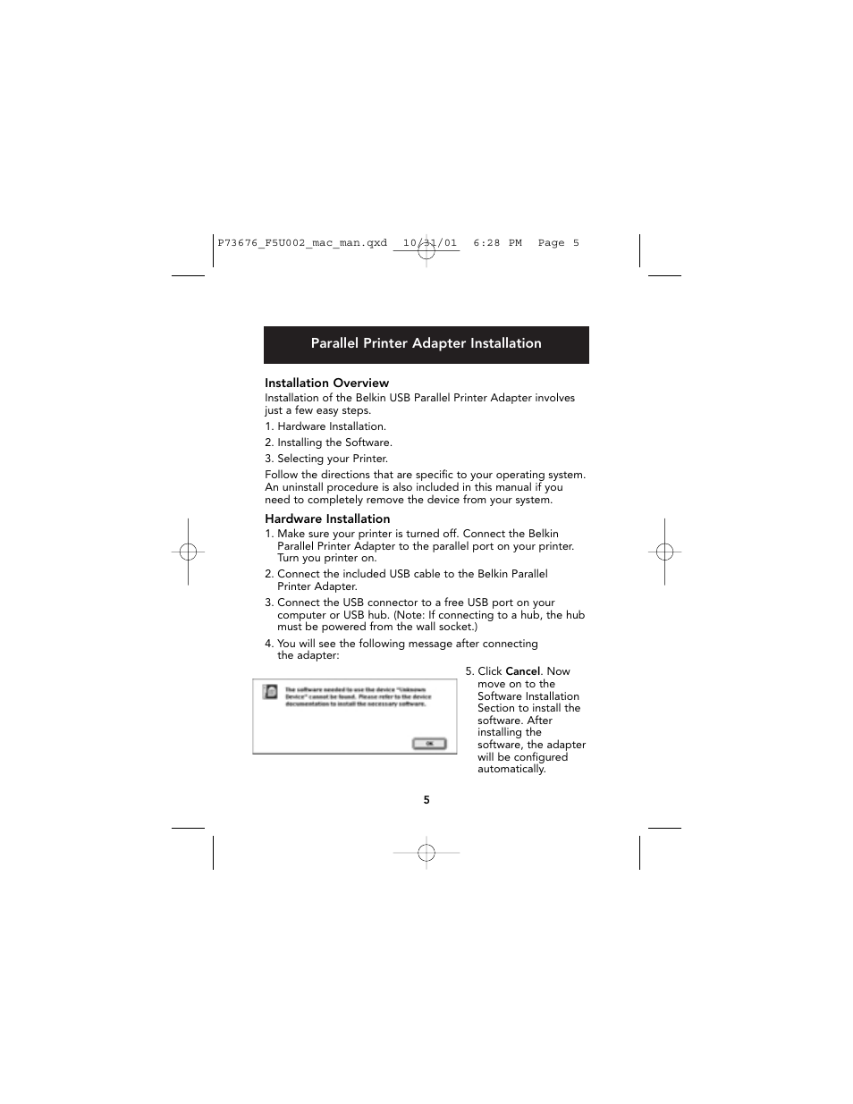 Belkin USB Parallel Printer Adapter for Mac F5U002-MAC User Manual | Page 7 / 24
