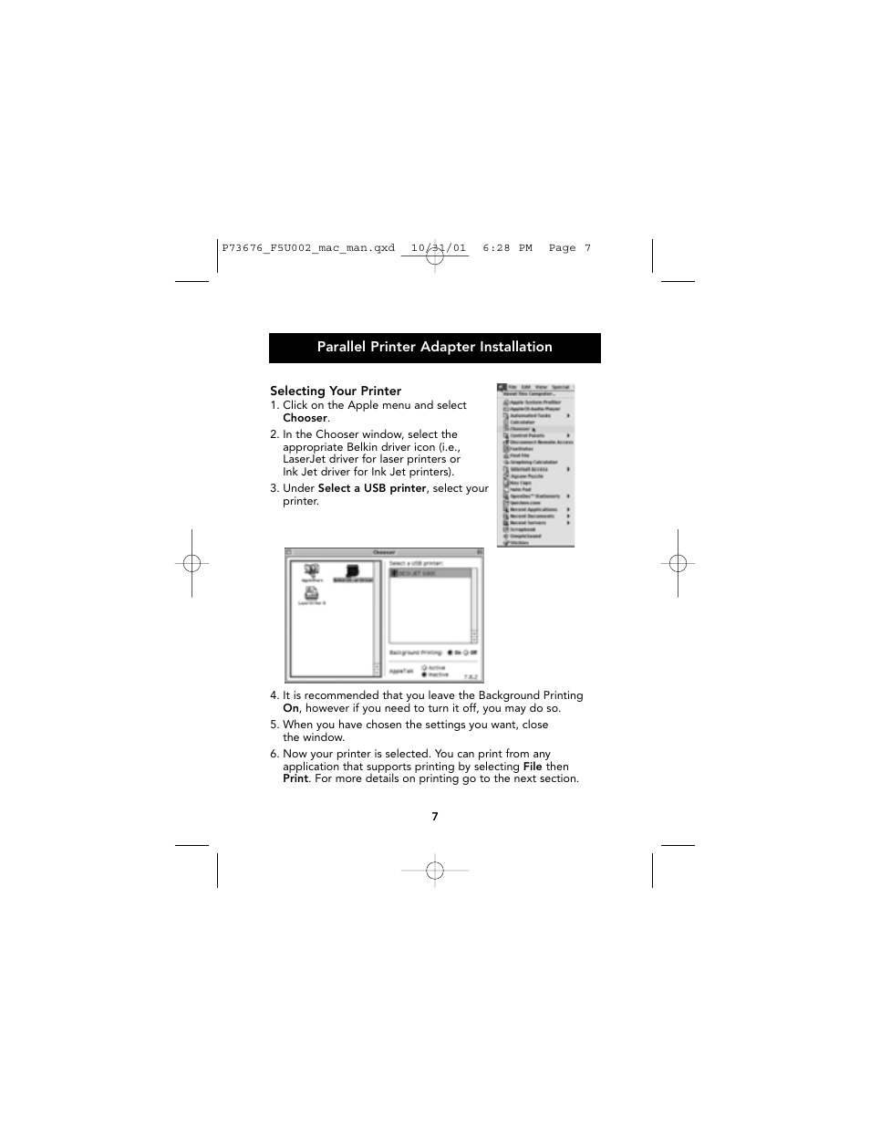 Belkin USB Parallel Printer Adapter for Mac F5U002-MAC User Manual | Page 9 / 24