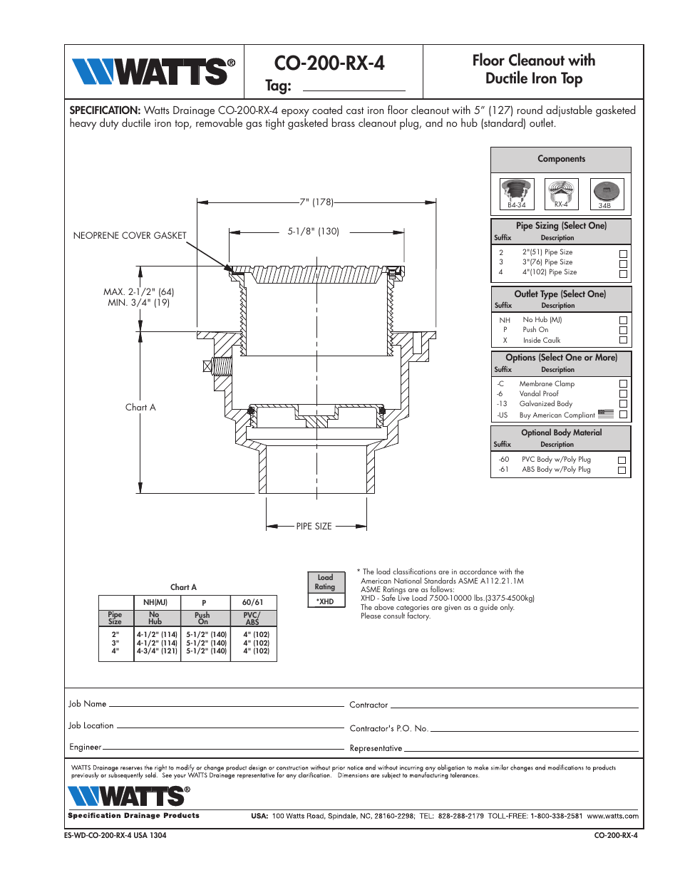 Watts CO-200-RX-4 User Manual | 1 page