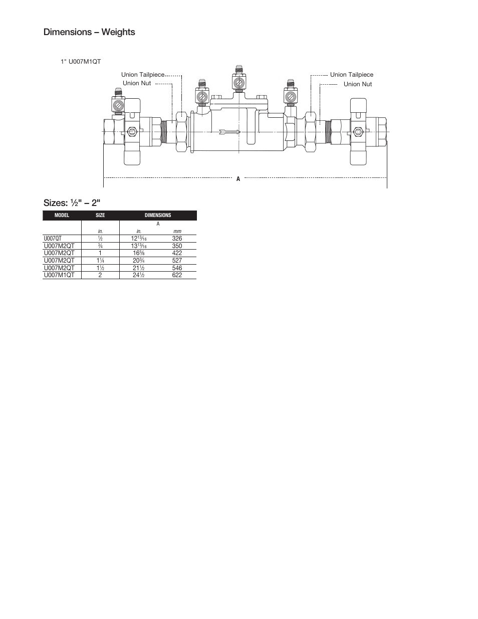 Dimensions – weights, Sizes | Watts 7 User Manual | Page 3 / 4