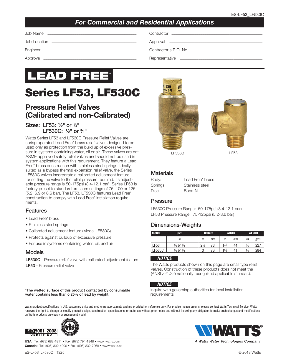 Watts LF530C User Manual | 1 page