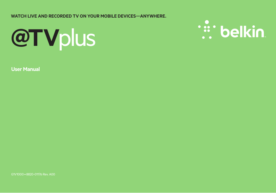 Belkin @TVplus G1V1000  8820-01176 User Manual | 15 pages
