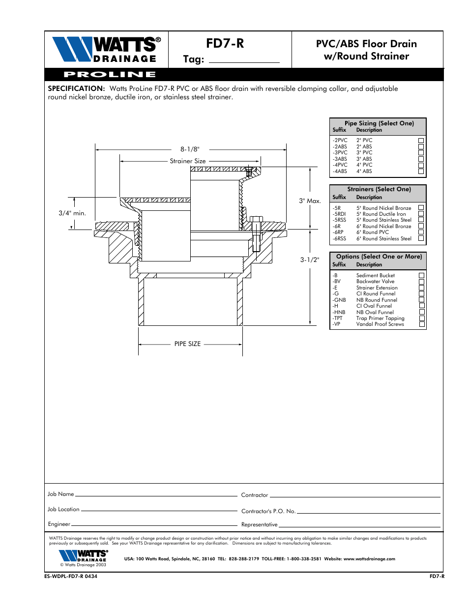 Watts FD7-R User Manual | 1 page