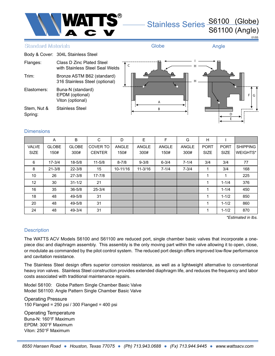 Watts S1127-8 User Manual | 2 pages