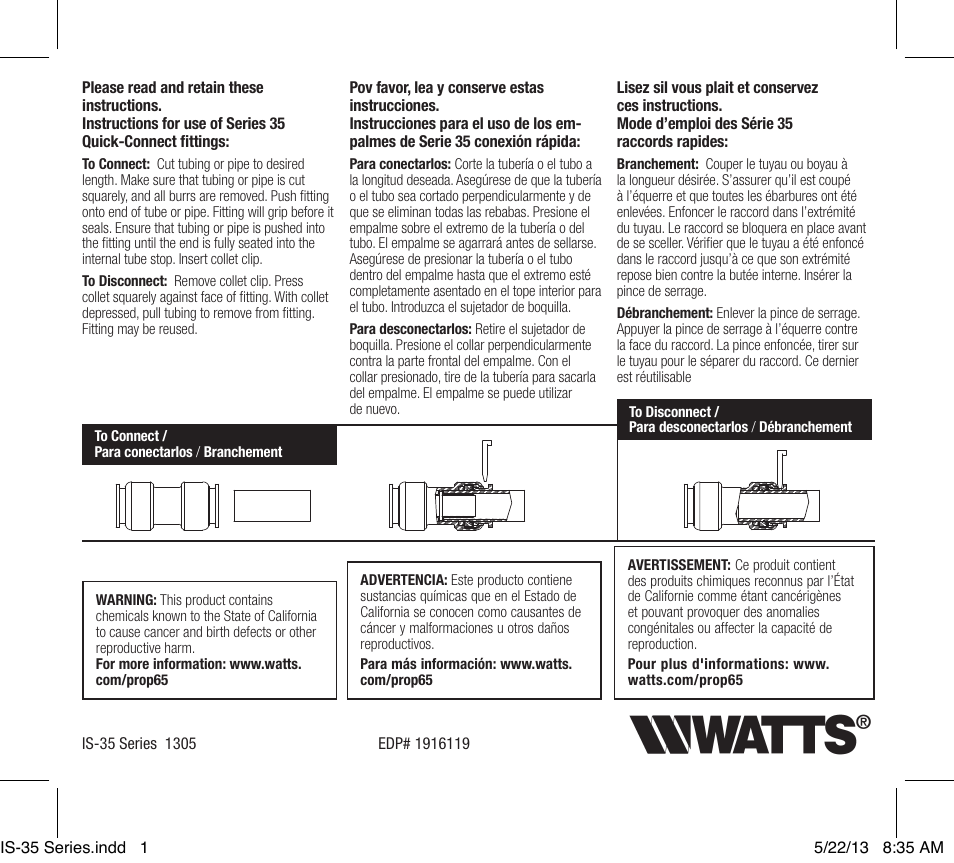 Watts 3515RB User Manual | 2 pages