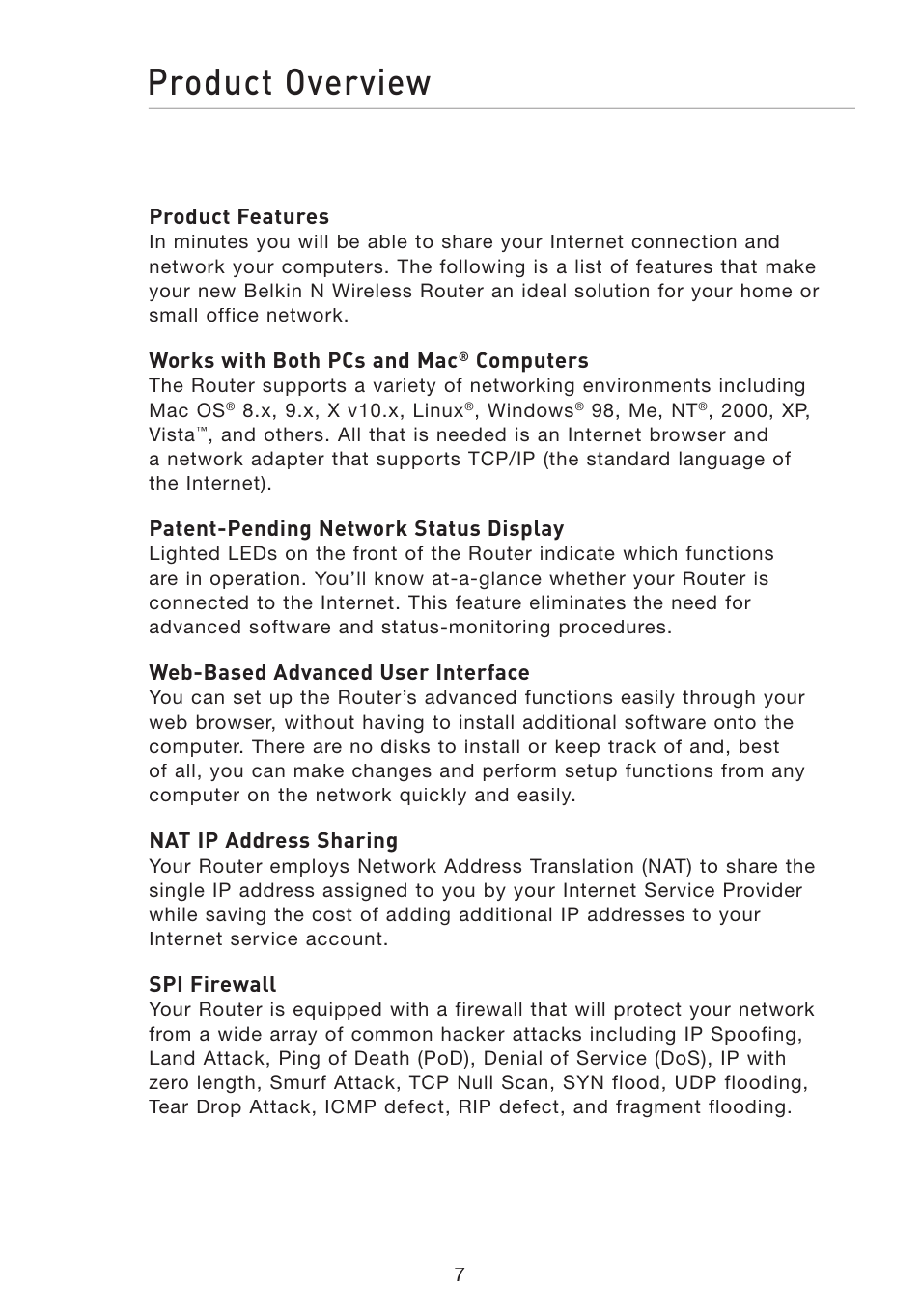 Product overview | Belkin F5D8233-4 User Manual | Page 10 / 104