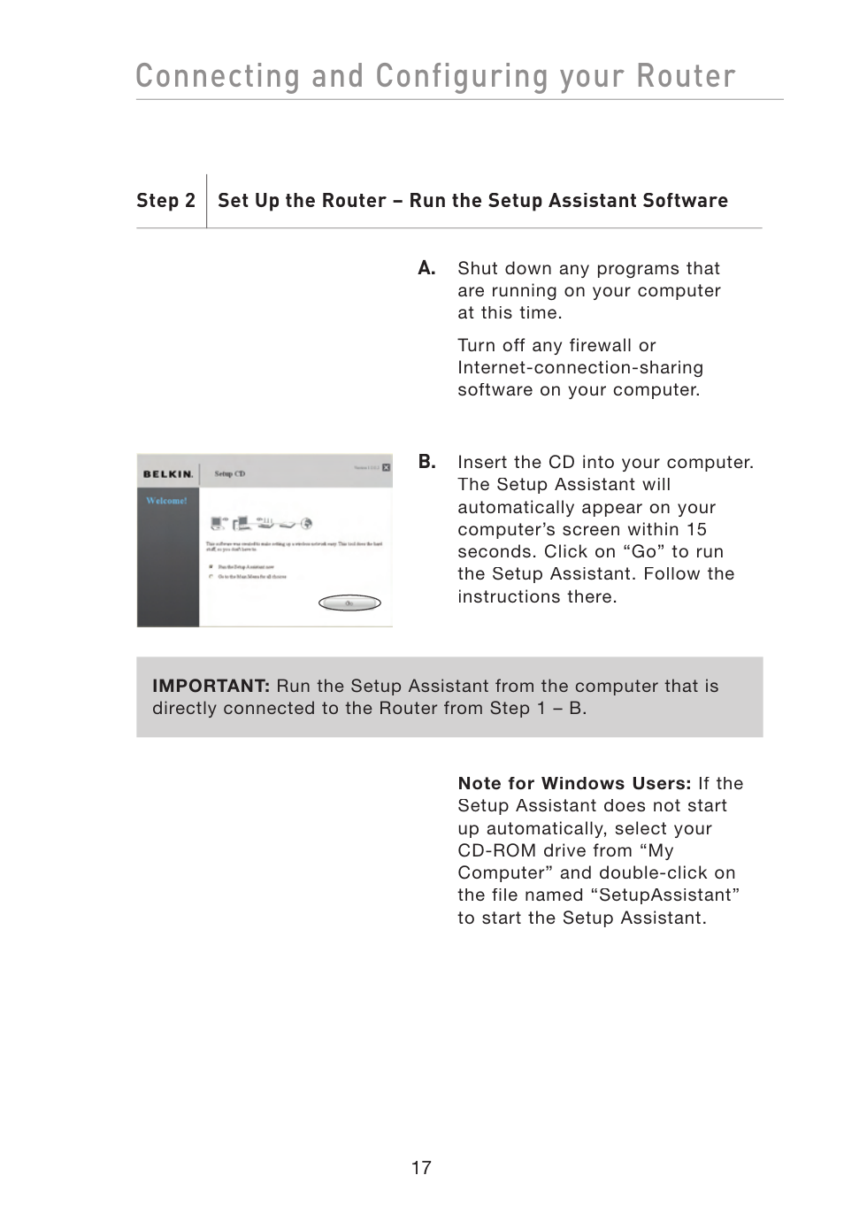 Connecting and configuring your router | Belkin F5D8233-4 User Manual | Page 20 / 104