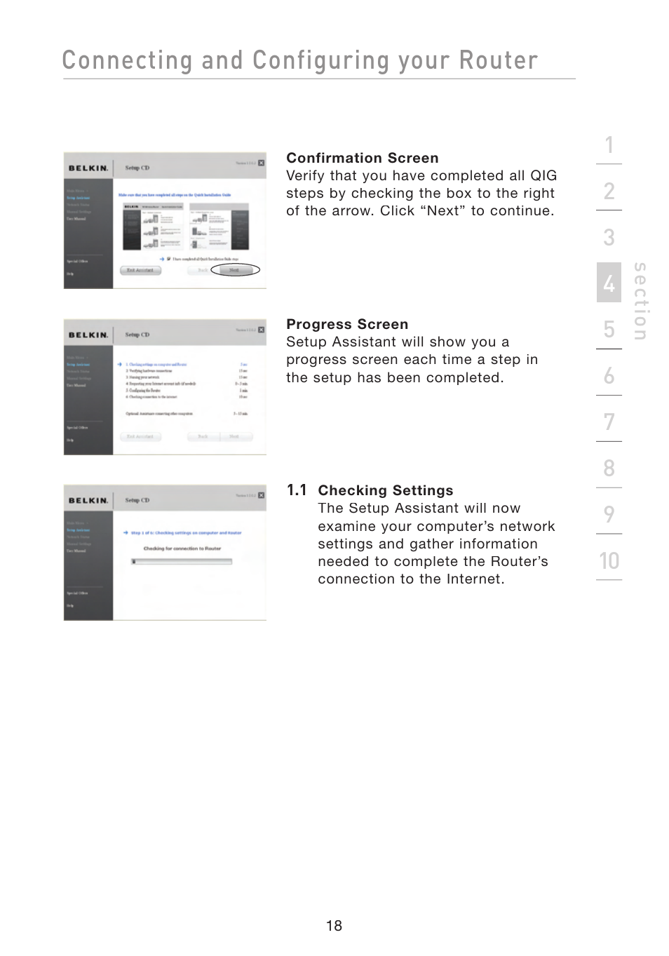 Connecting and configuring your router | Belkin F5D8233-4 User Manual | Page 21 / 104