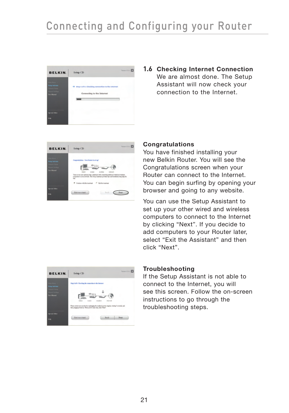 Connecting and configuring your router | Belkin F5D8233-4 User Manual | Page 24 / 104