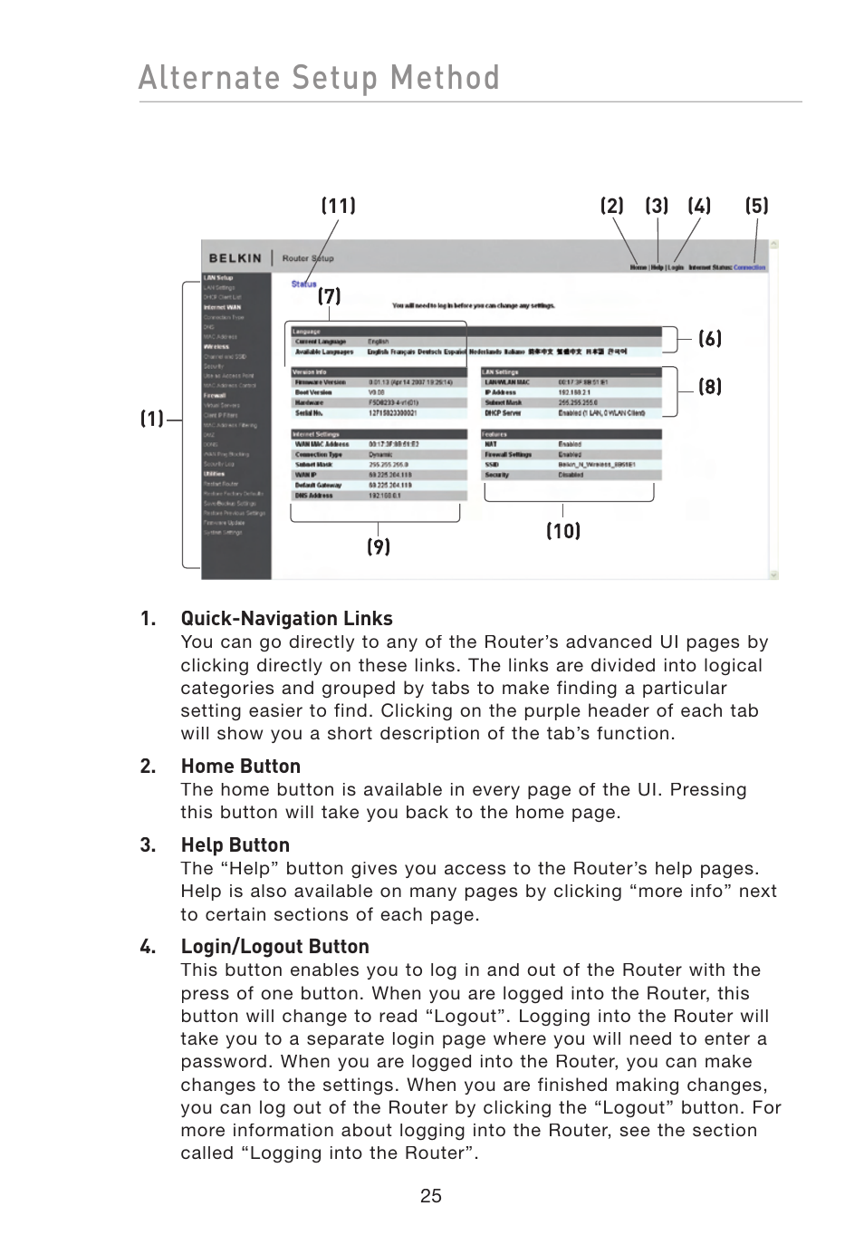 Alternate setup method | Belkin F5D8233-4 User Manual | Page 28 / 104