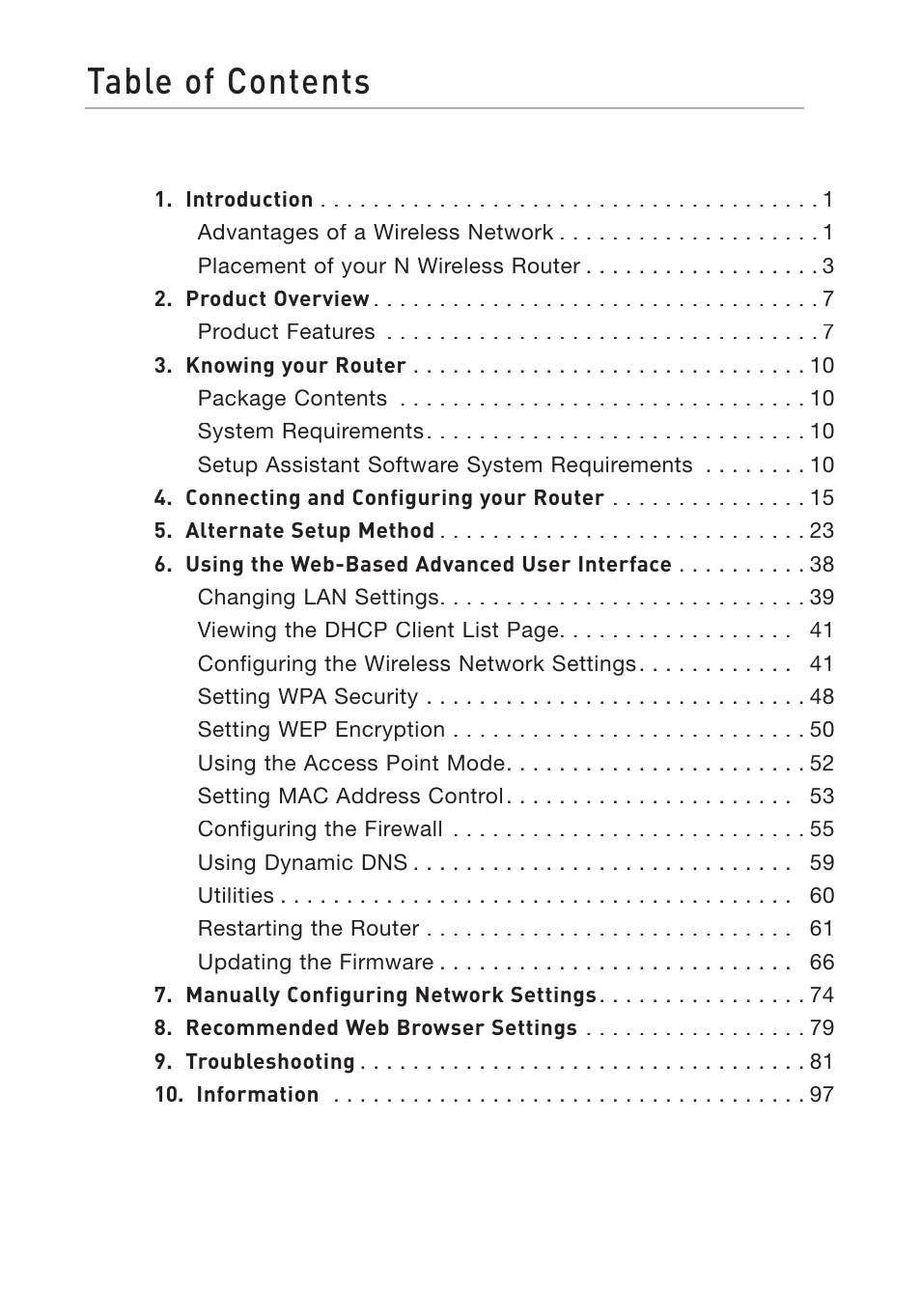 Belkin F5D8233-4 User Manual | Page 3 / 104