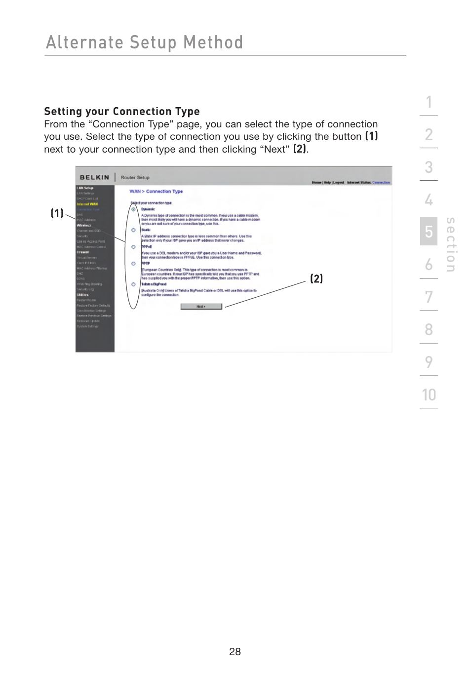Alternate setup method | Belkin F5D8233-4 User Manual | Page 31 / 104