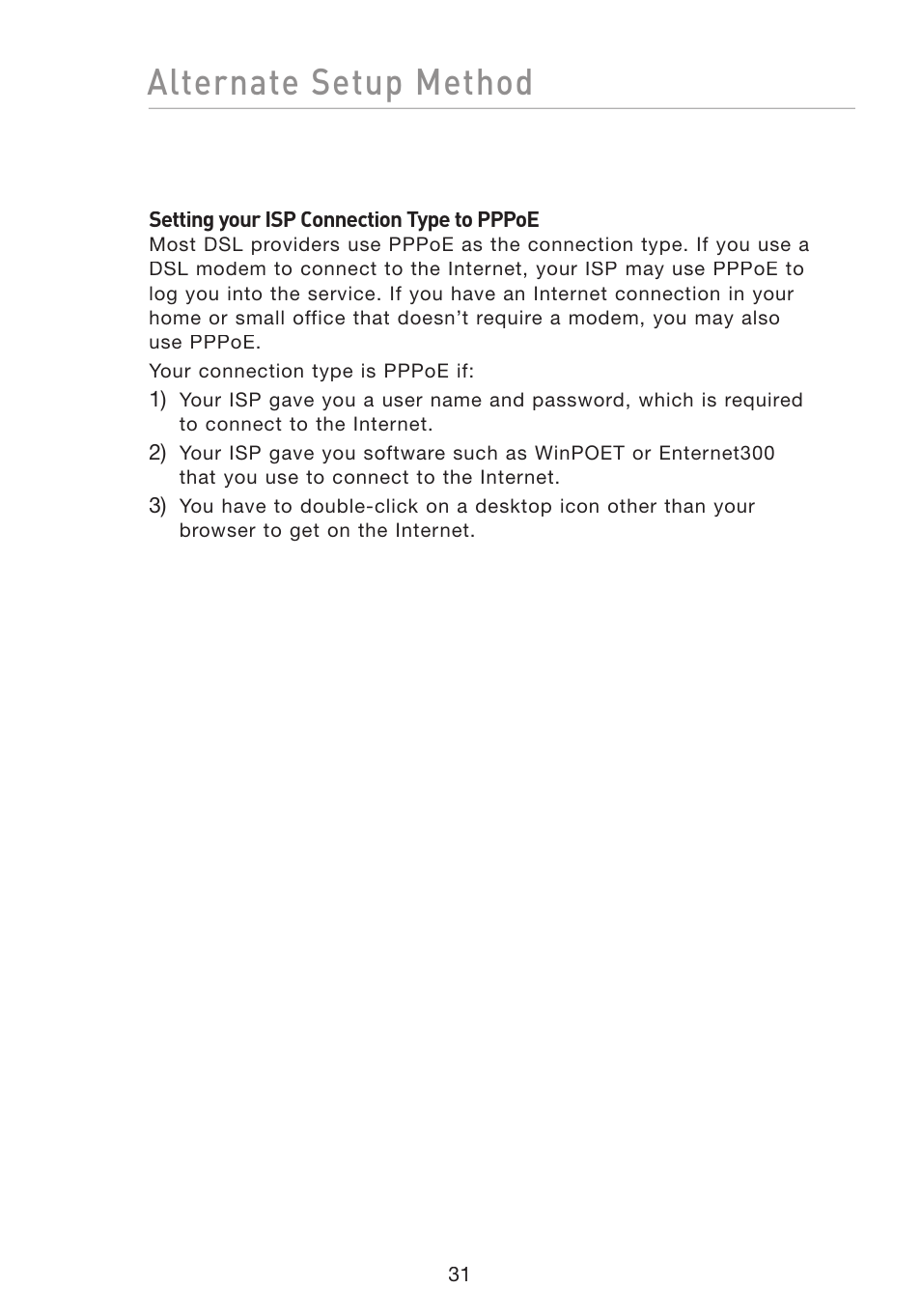 Alternate setup method | Belkin F5D8233-4 User Manual | Page 34 / 104