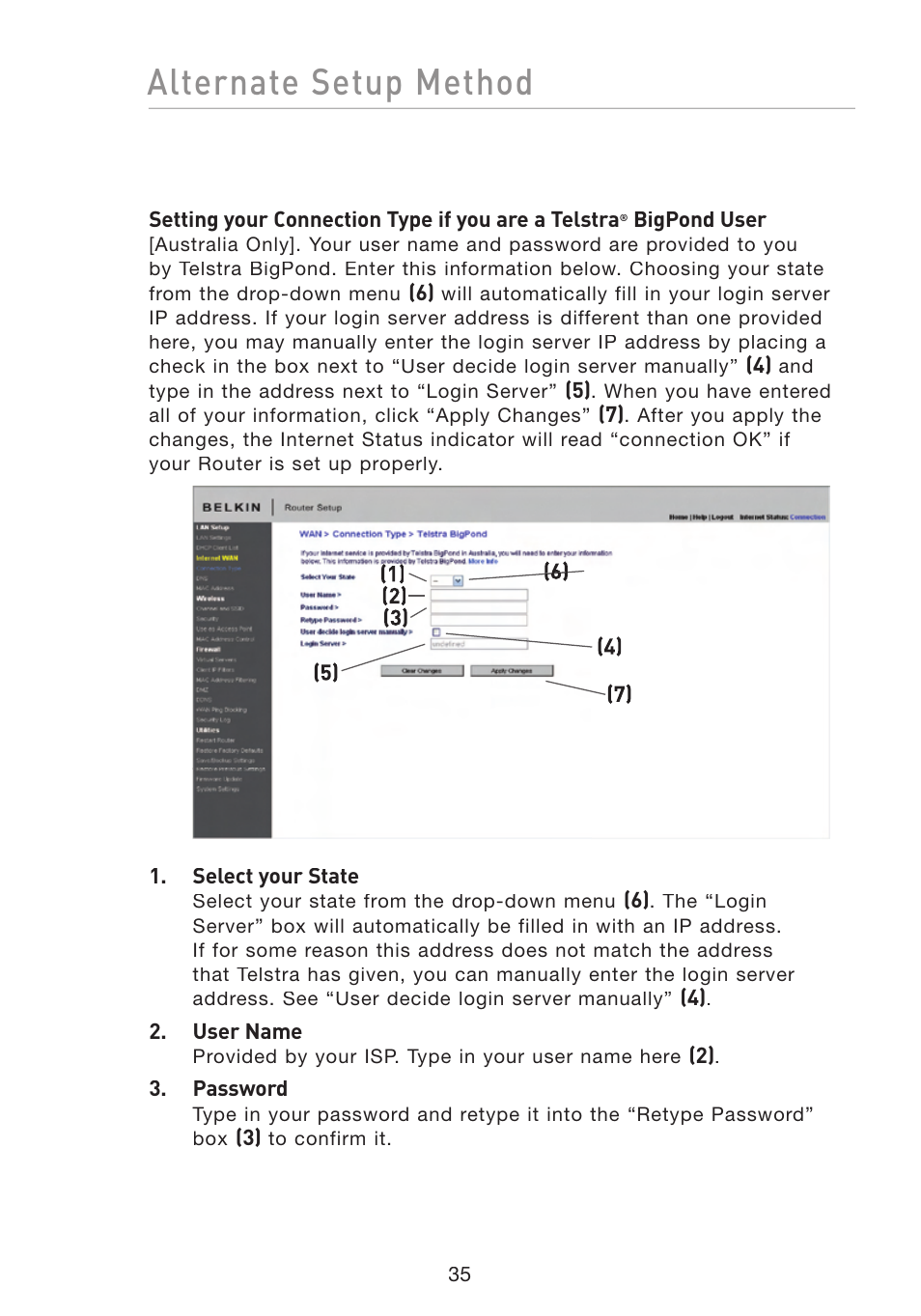 Alternate setup method | Belkin F5D8233-4 User Manual | Page 38 / 104