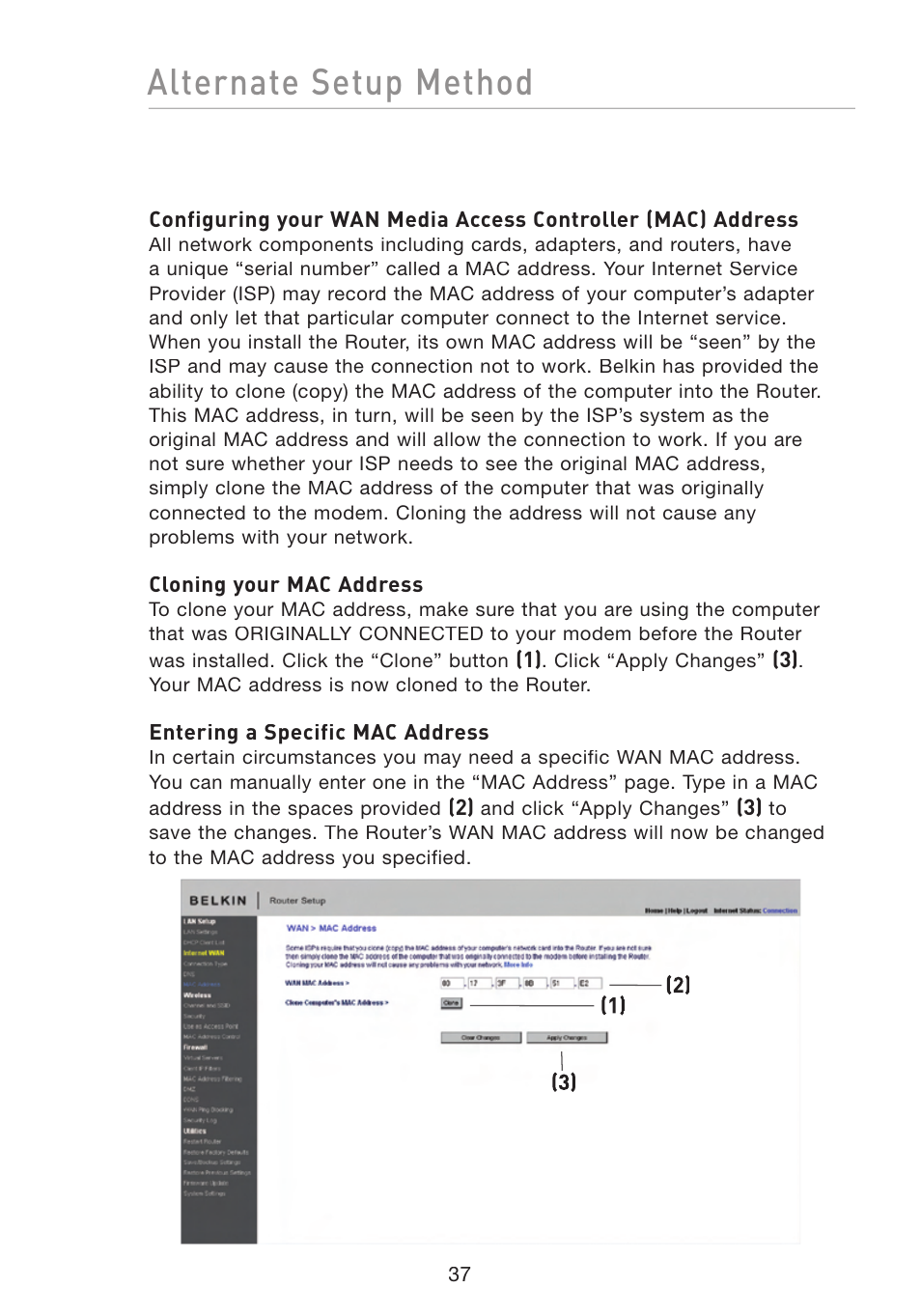 Alternate setup method | Belkin F5D8233-4 User Manual | Page 40 / 104