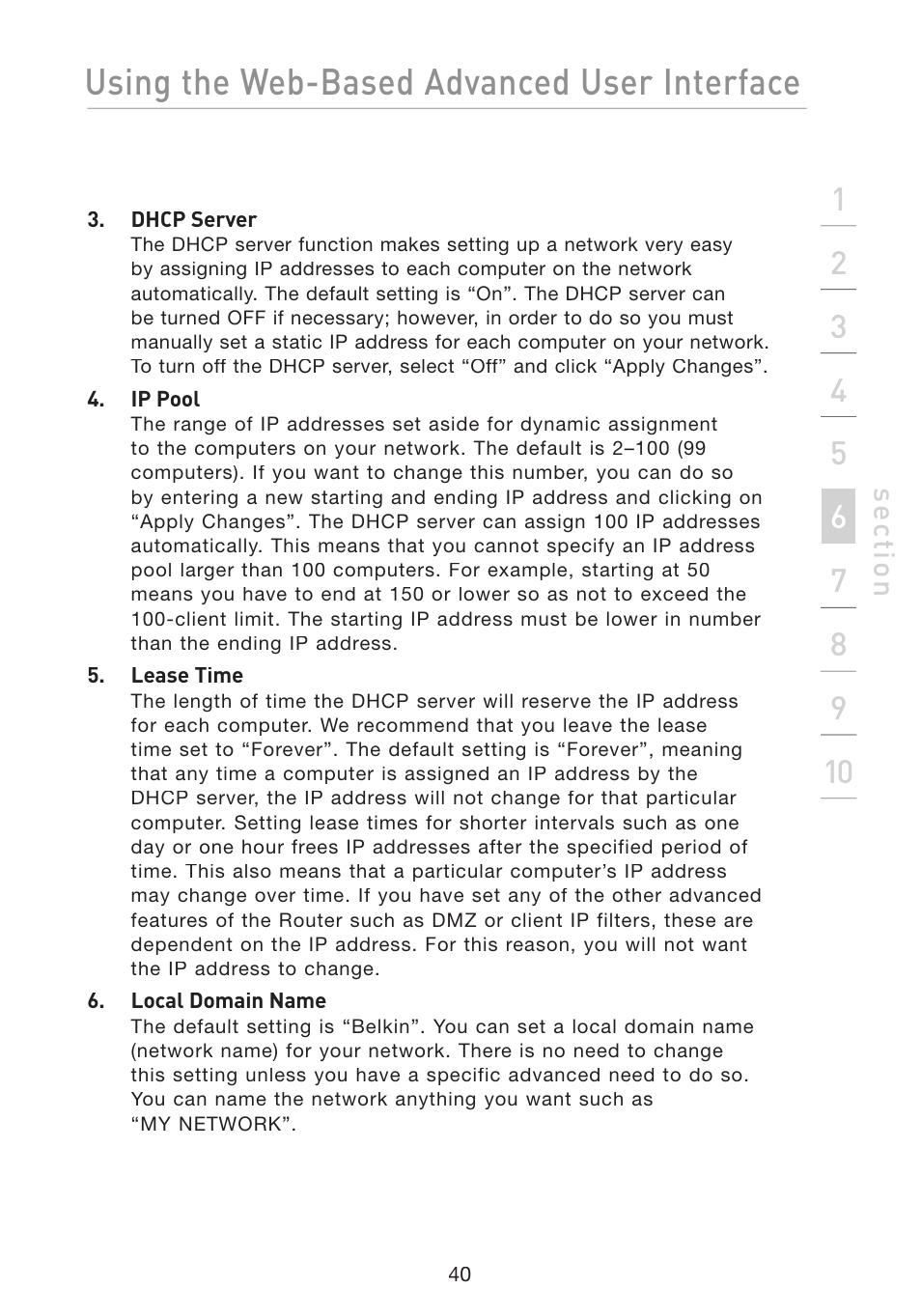 Using the web-based advanced user interface | Belkin F5D8233-4 User Manual | Page 43 / 104