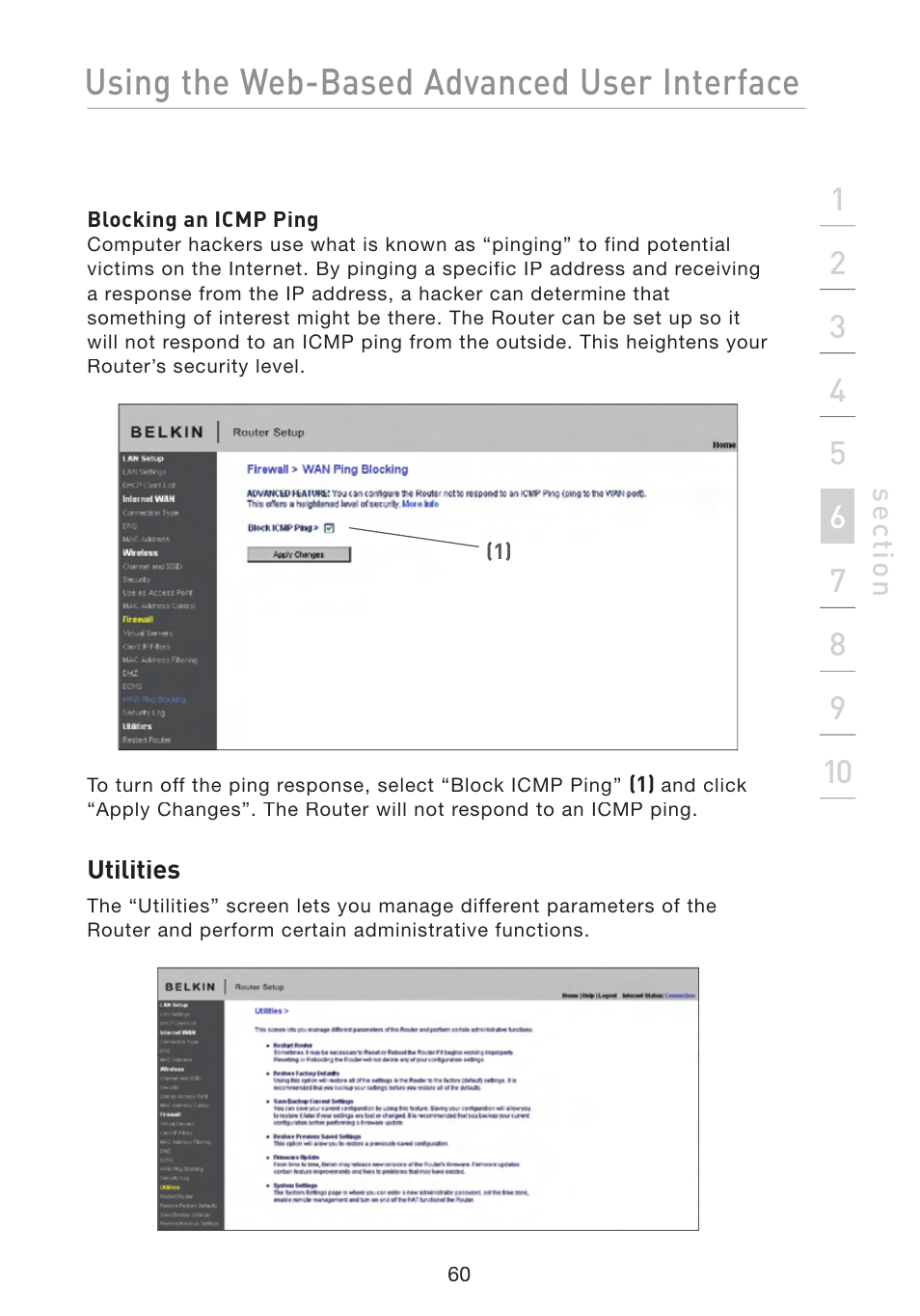 Using the web-based advanced user interface | Belkin F5D8233-4 User Manual | Page 63 / 104