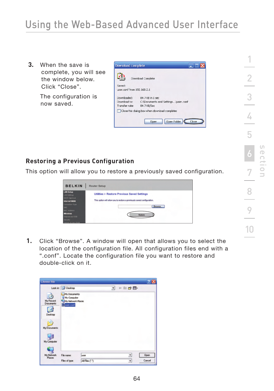 Using the web-based advanced user interface | Belkin F5D8233-4 User Manual | Page 67 / 104