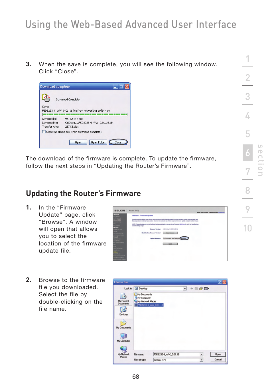 Using the web-based advanced user interface | Belkin F5D8233-4 User Manual | Page 71 / 104