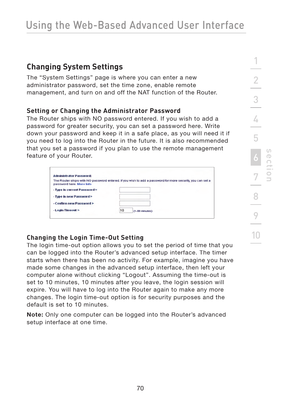 Using the web-based advanced user interface | Belkin F5D8233-4 User Manual | Page 73 / 104