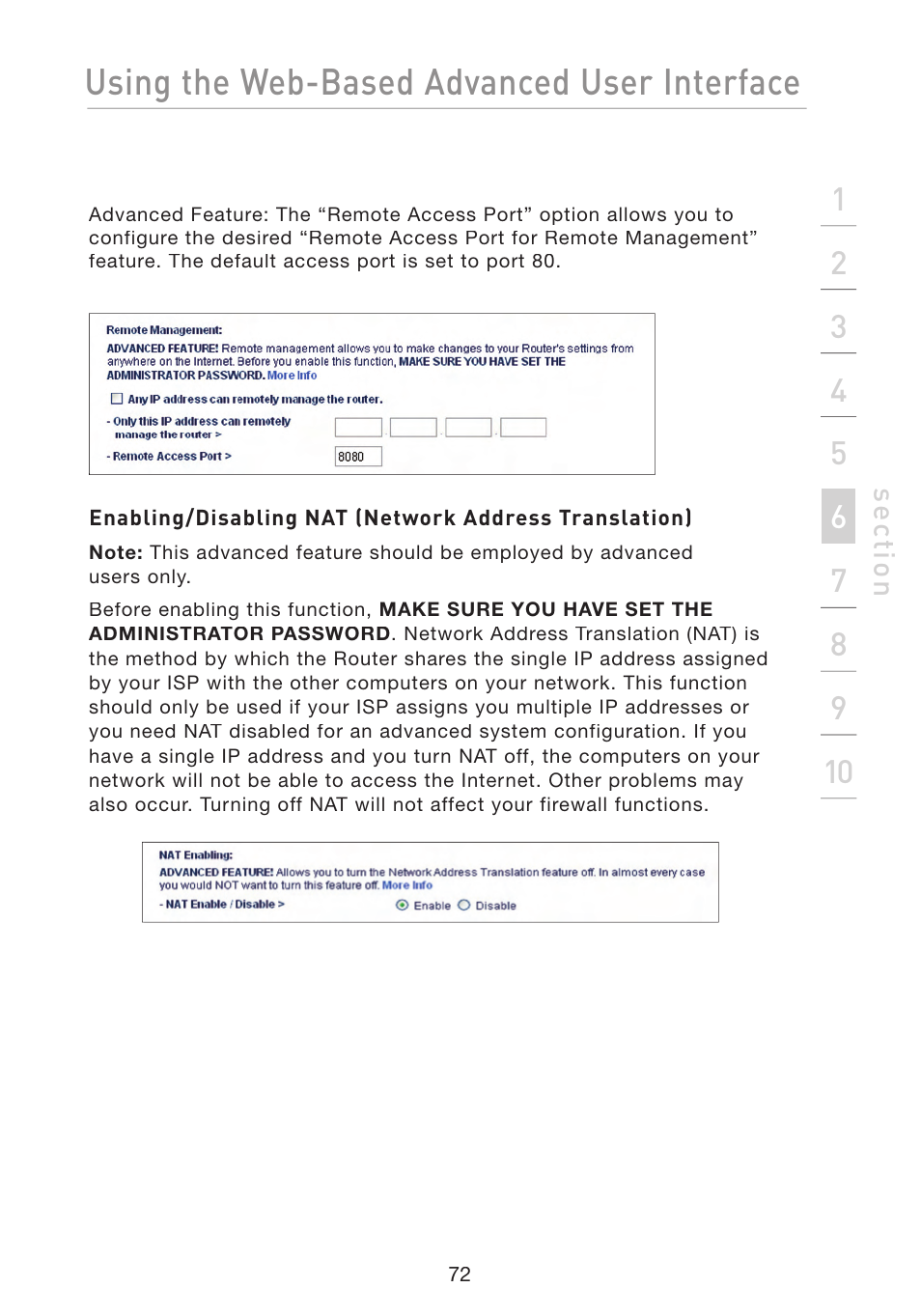 Using the web-based advanced user interface | Belkin F5D8233-4 User Manual | Page 75 / 104