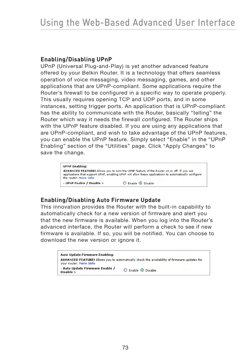 Using the web-based advanced user interface | Belkin F5D8233-4 User Manual | Page 76 / 104