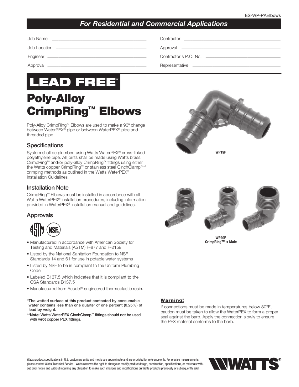 Watts WP20P-1212PB User Manual | 2 pages