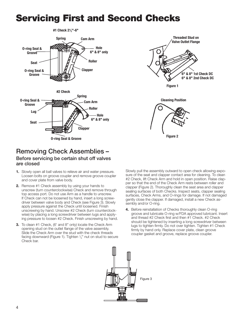 Servicing first and second checks, Removing check assemblies | Watts 774 User Manual | Page 4 / 8