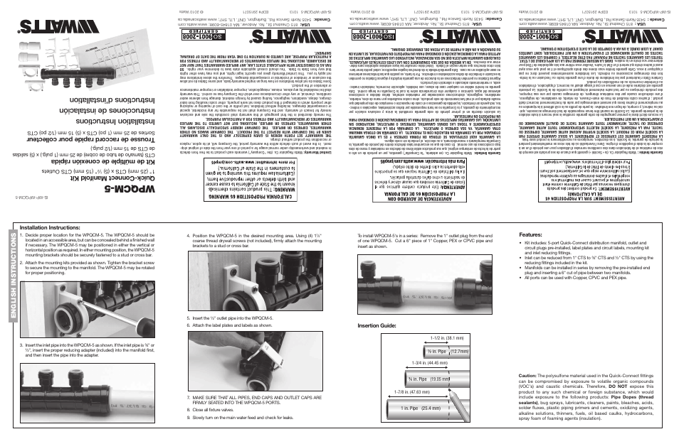 Watts WPQCM-5 User Manual | 2 pages