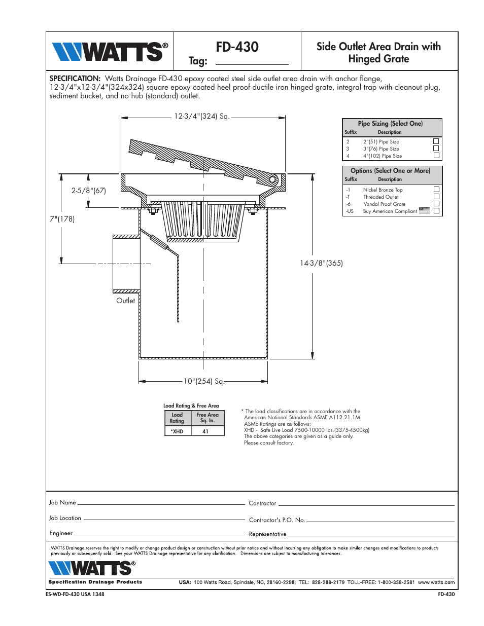 Watts FD-430 User Manual | 1 page