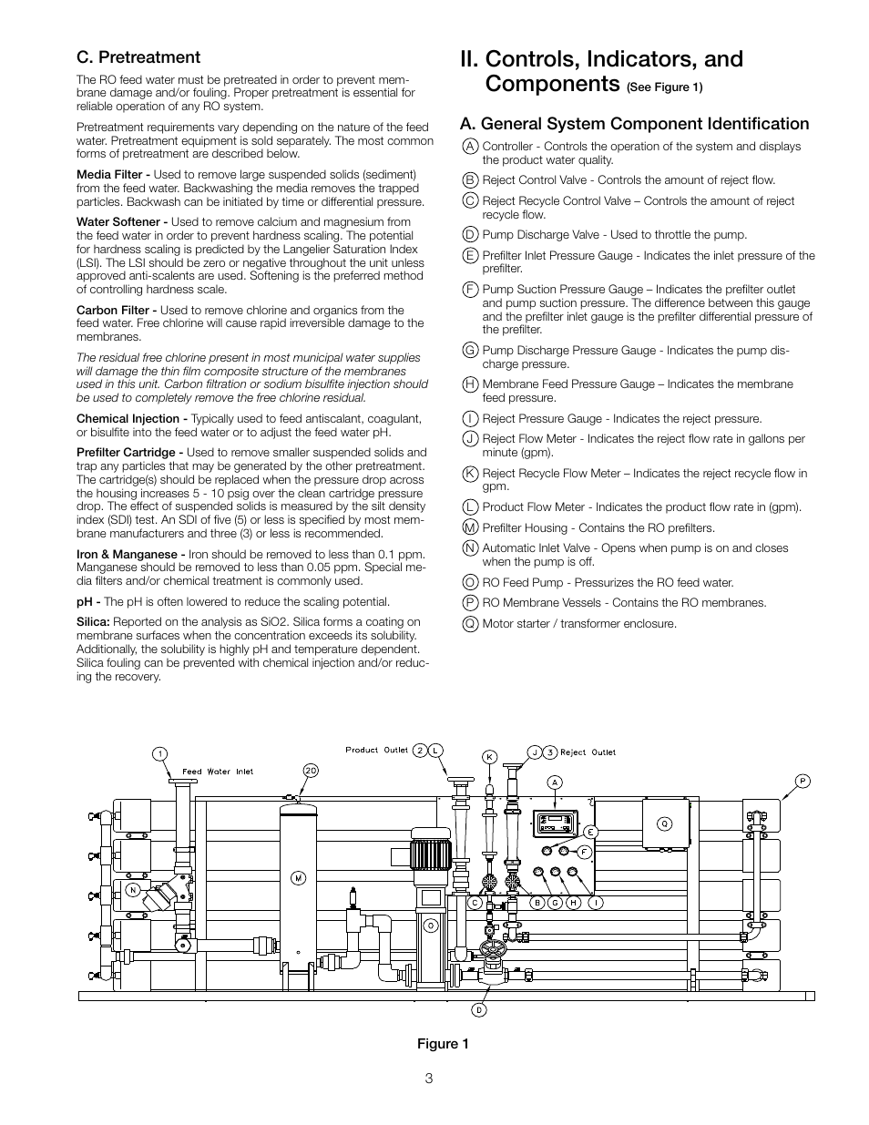 Ii. controls, indicators, and components, C. pretreatment, A. general system component identification | Watts PWR8024 User Manual | Page 3 / 12