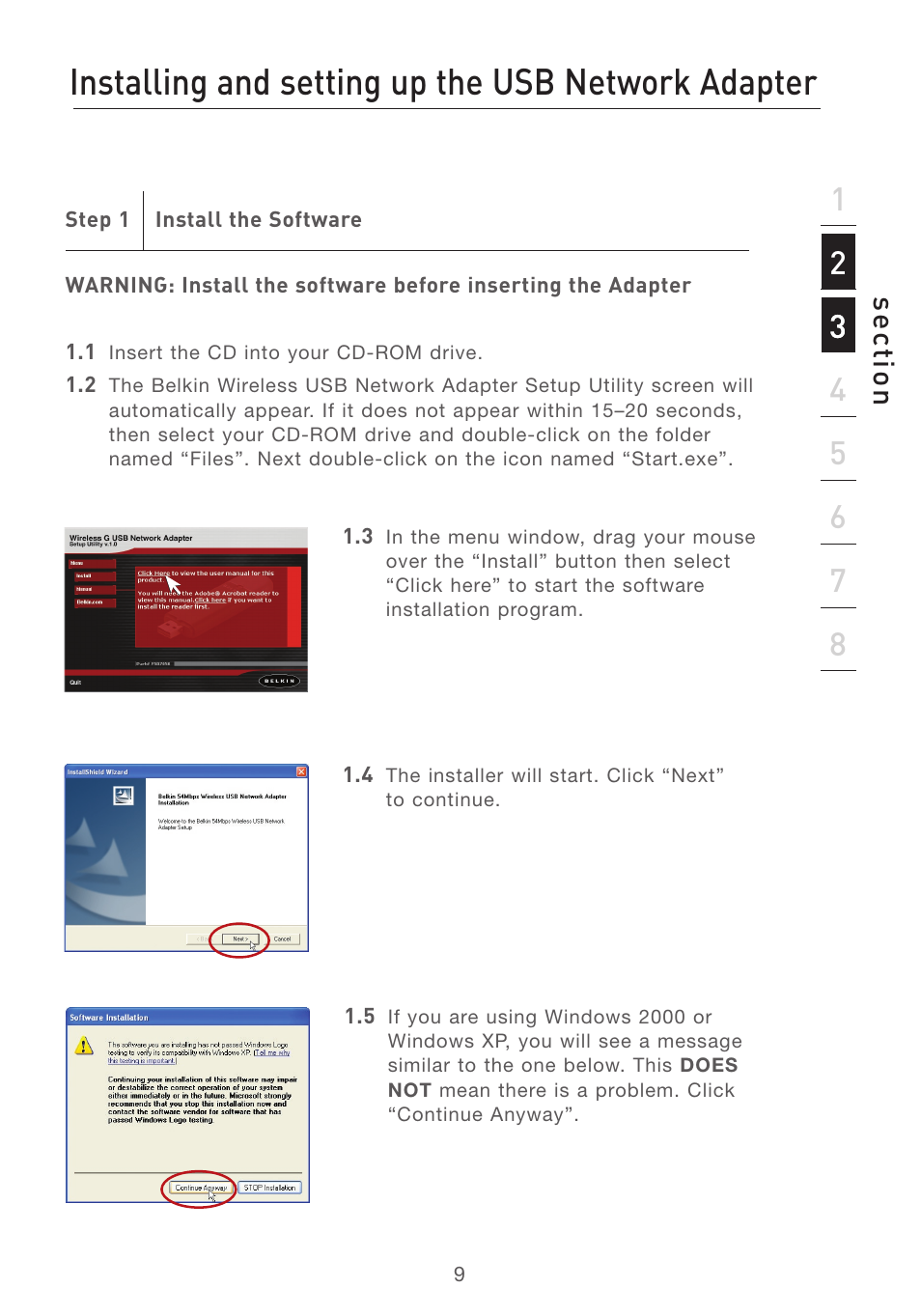 Se ct io n | Belkin F5D7050 User Manual | Page 11 / 42