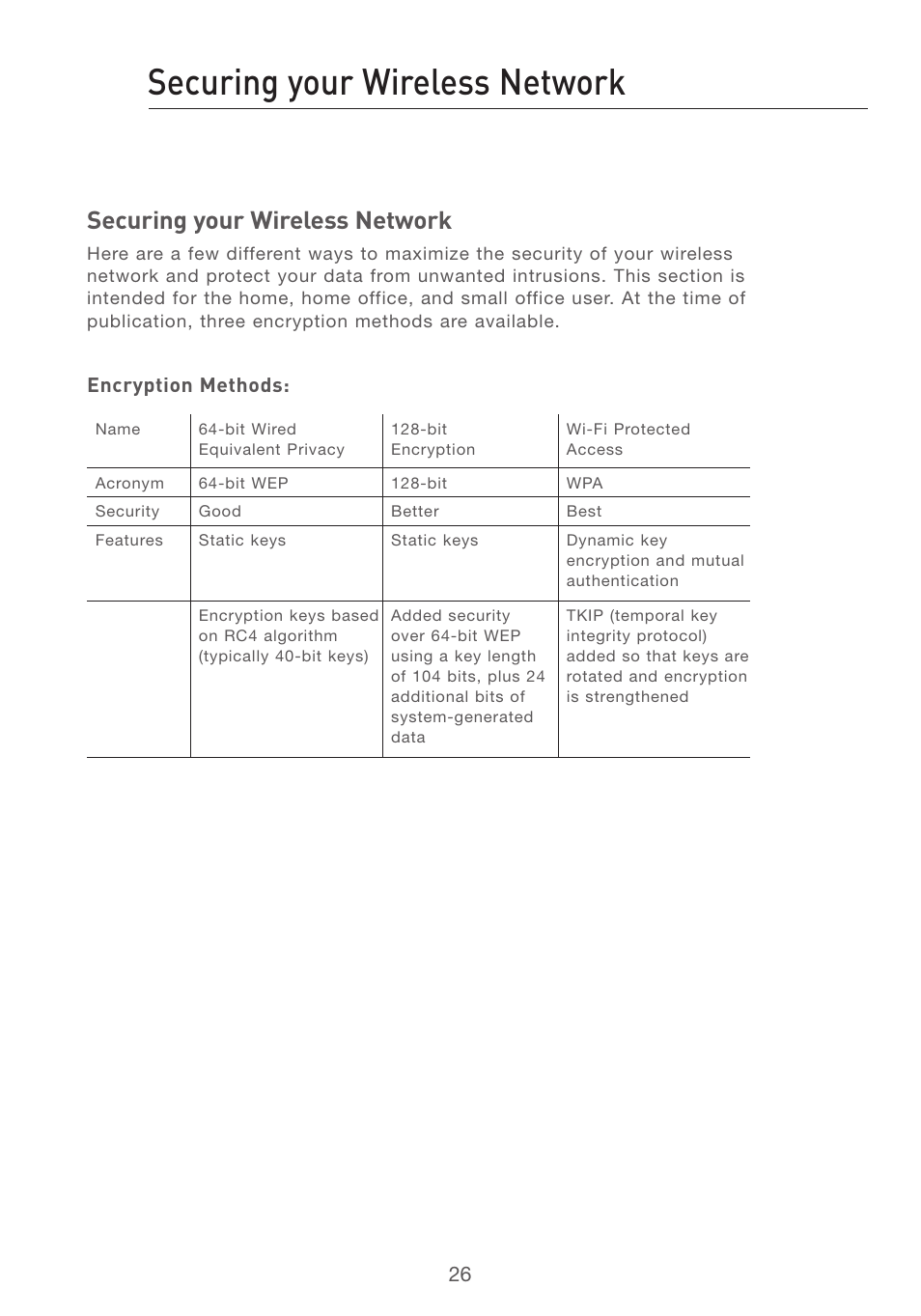 Securing your wireless network, Se ct io n | Belkin F5D7050 User Manual | Page 28 / 42