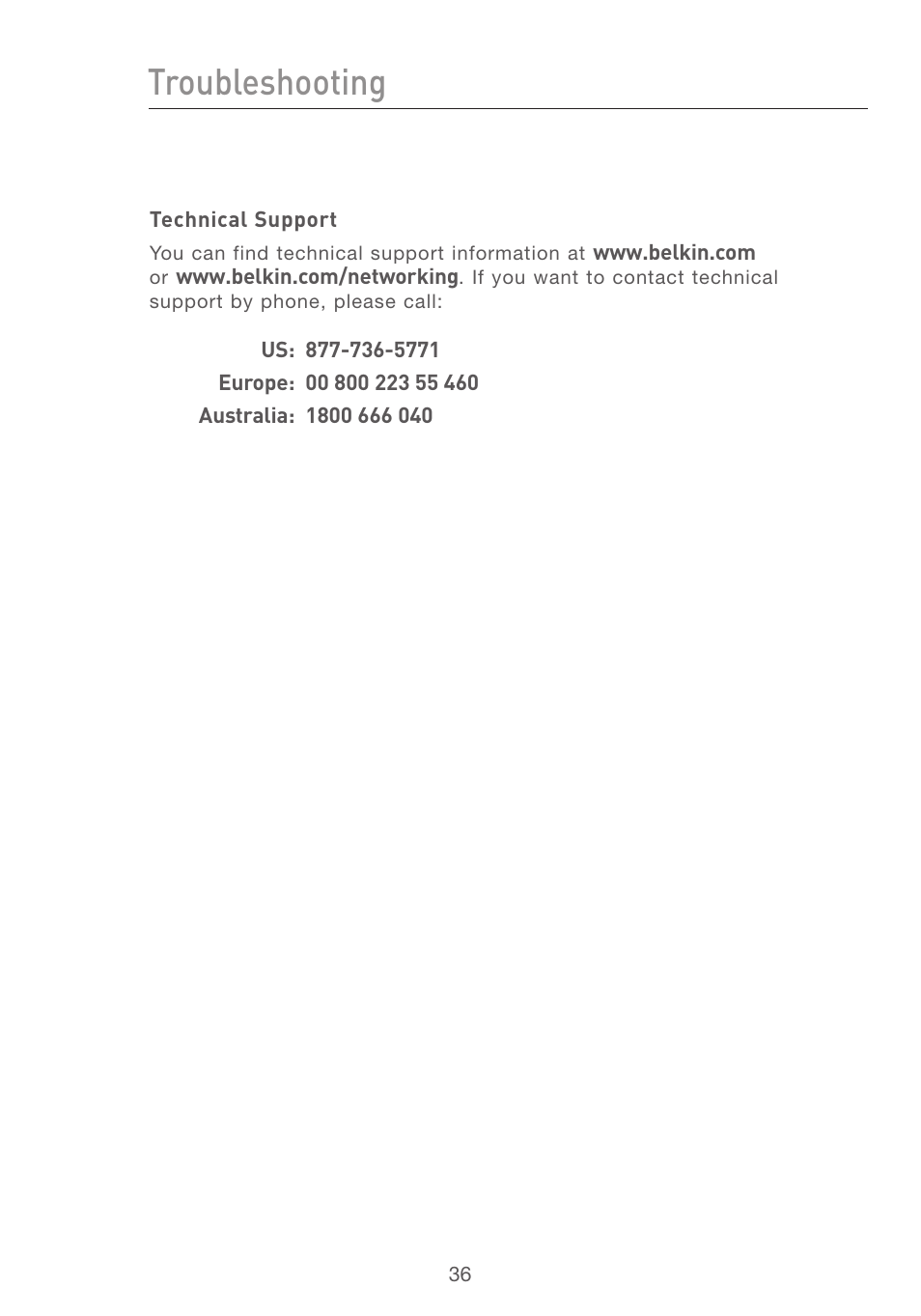 Troubleshooting information, Se ct io n | Belkin F5D7050 User Manual | Page 38 / 42