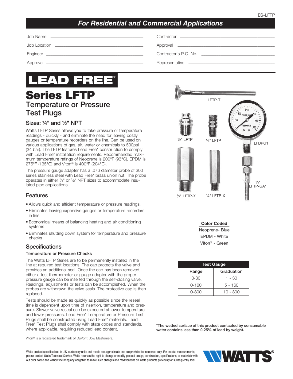 Watts LFTP User Manual | 2 pages