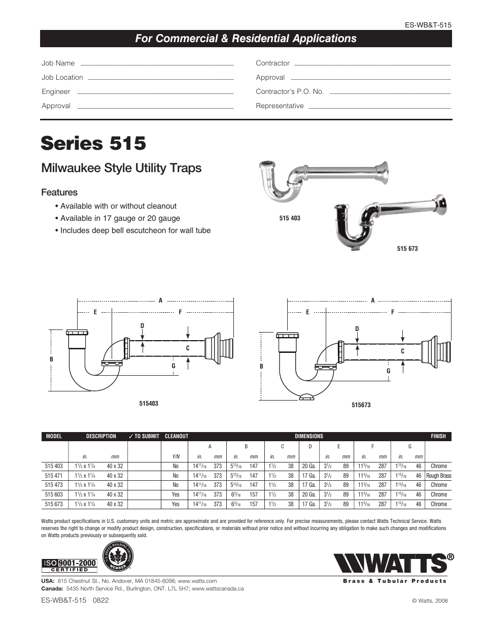 Watts 515 673 User Manual | 1 page