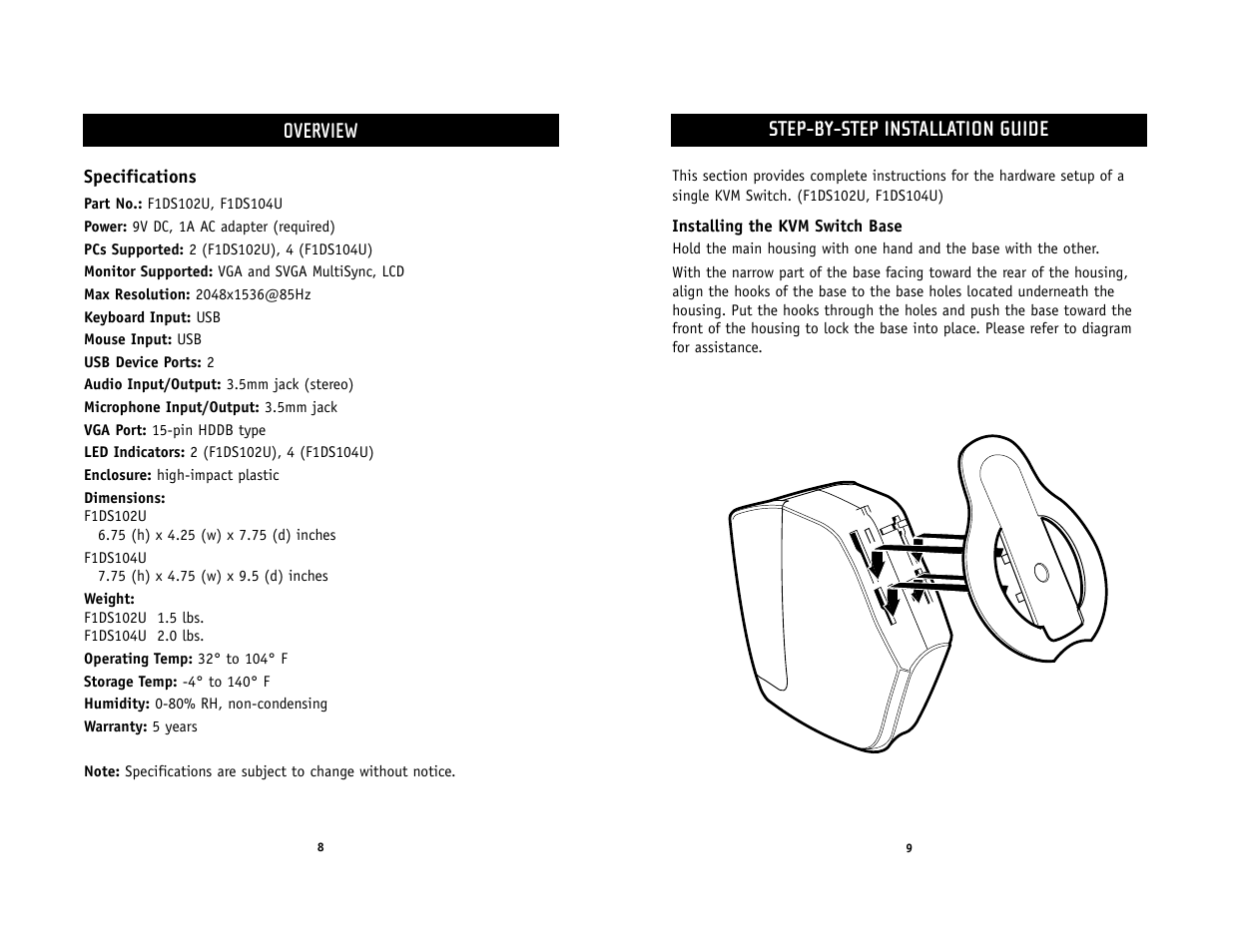 Overview, Step-by-step installation guide | Belkin F1DS102U User Manual | Page 6 / 16
