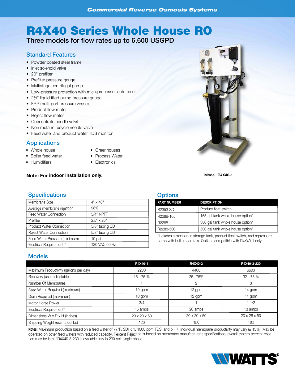 Watts R4X40-3 User Manual | 2 pages