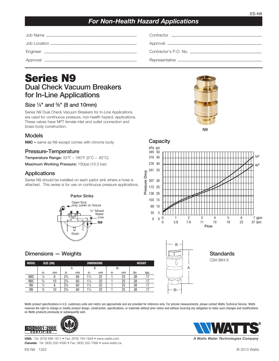 Watts N9C User Manual | 1 page