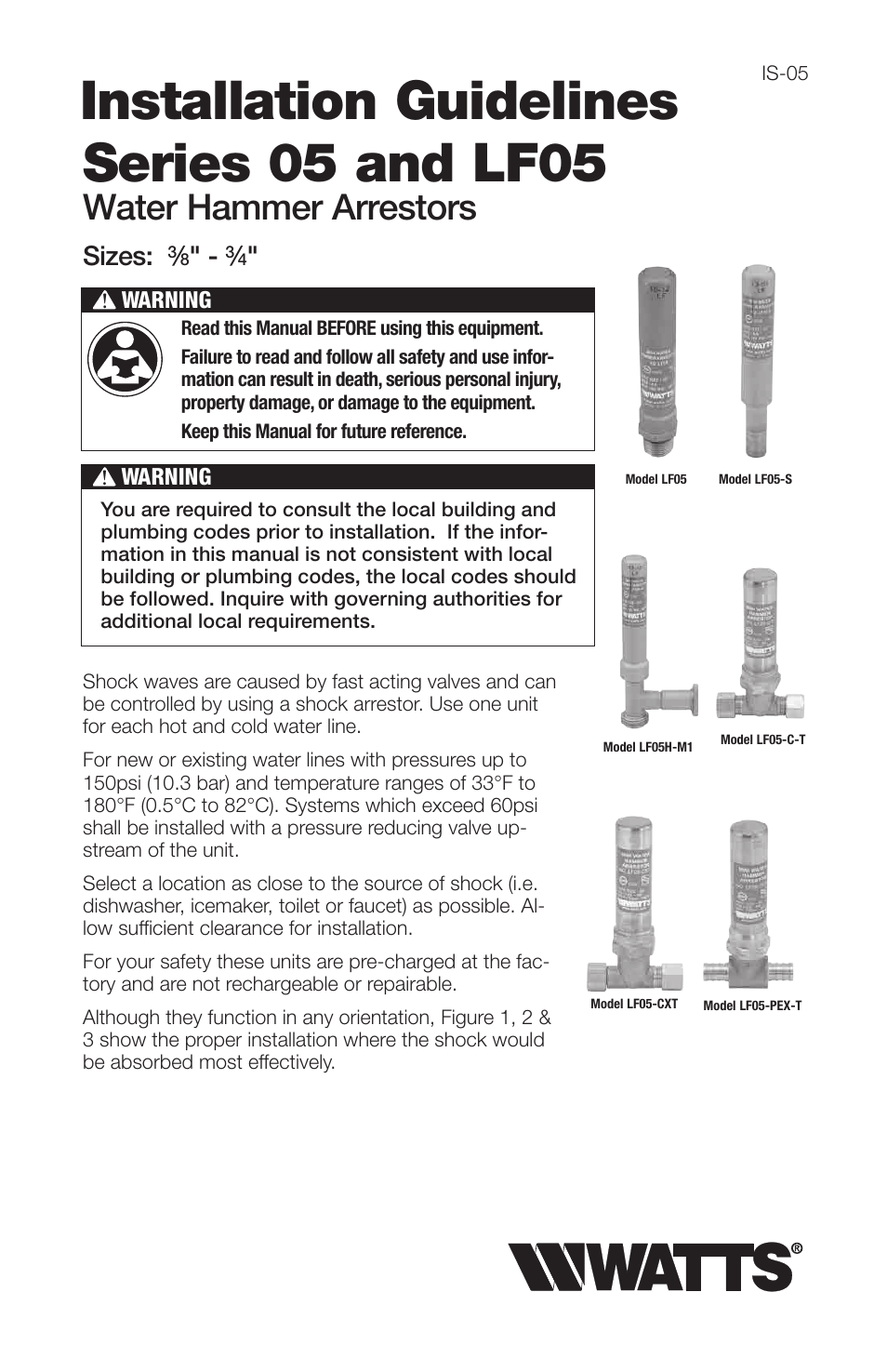 Watts LF05 User Manual | 2 pages