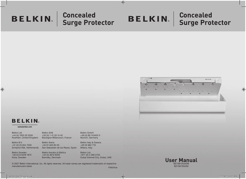 Belkin BZ108130IR2M User Manual | 2 pages