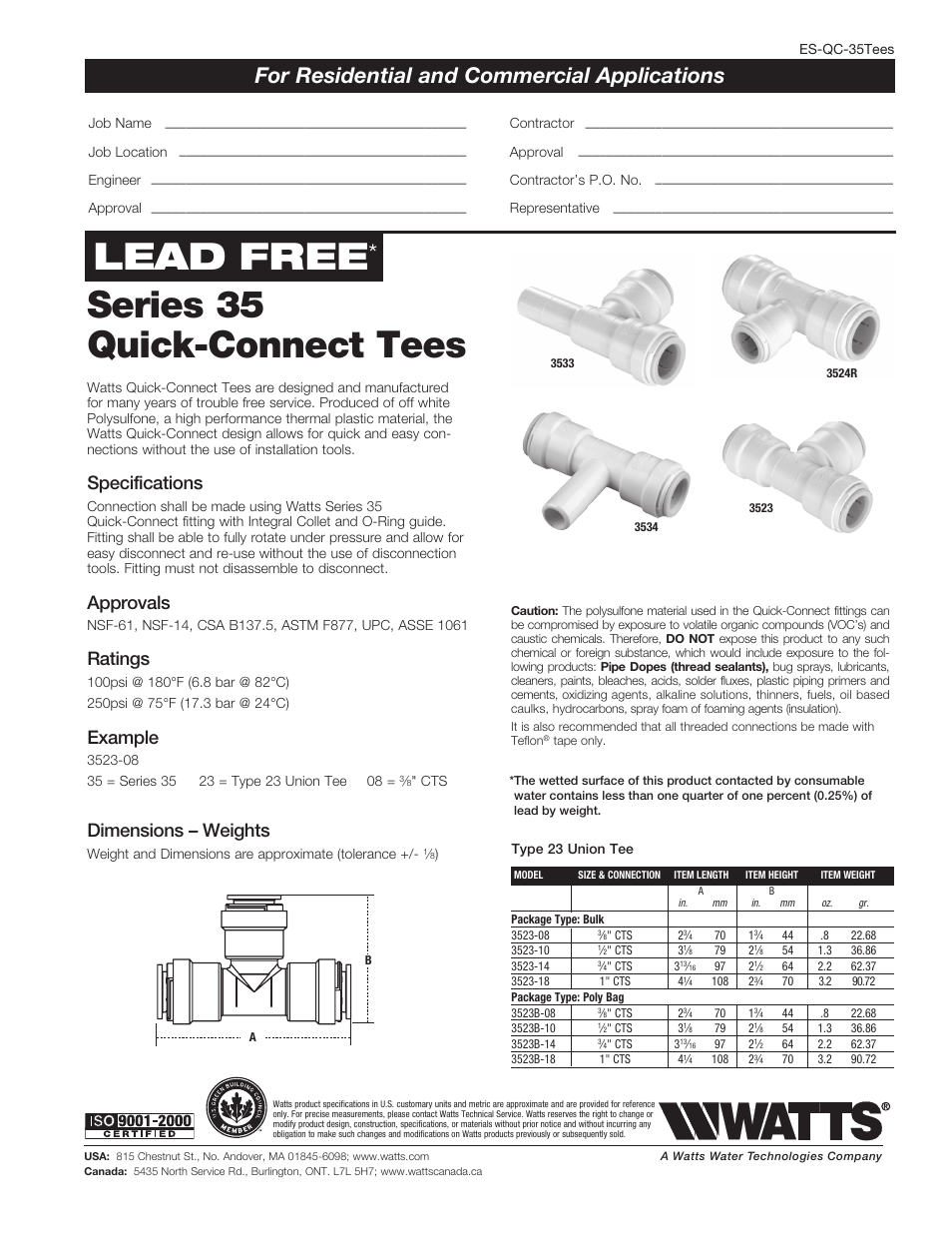 Watts 3534B User Manual | 2 pages