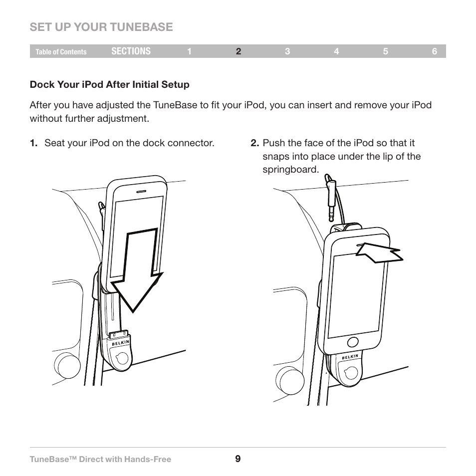 Set up your tunebase | Belkin Belkine TuneBase Direct with Hands-Free 8820-00110ea User Manual | Page 11 / 162