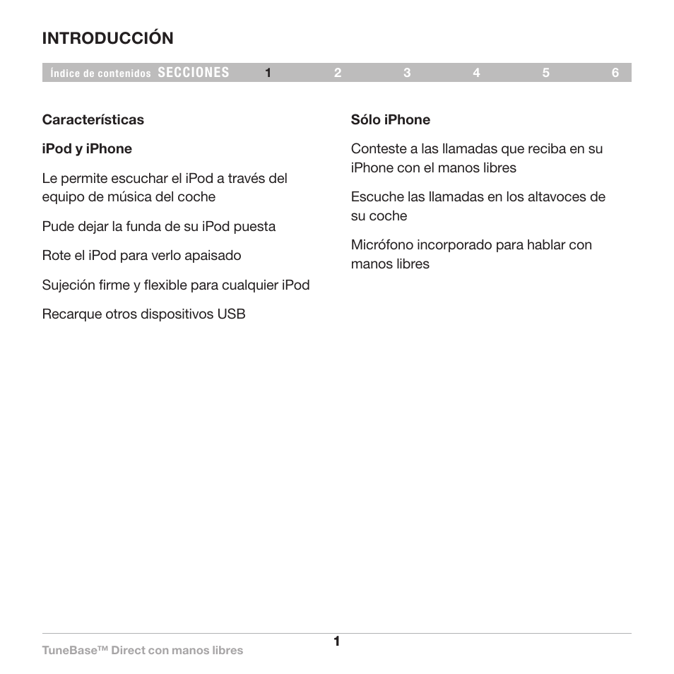 Introducción | Belkin Belkine TuneBase Direct with Hands-Free 8820-00110ea User Manual | Page 111 / 162