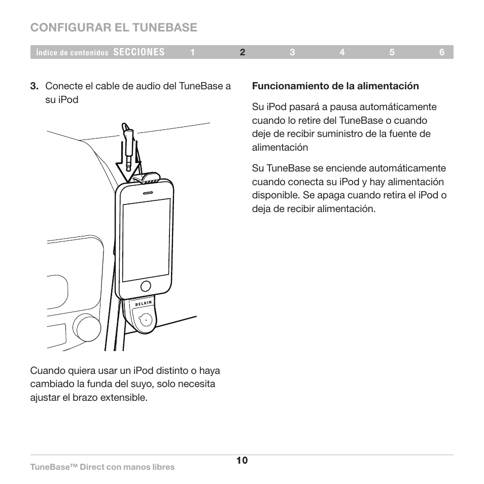 Configurar el tunebase | Belkin Belkine TuneBase Direct with Hands-Free 8820-00110ea User Manual | Page 120 / 162