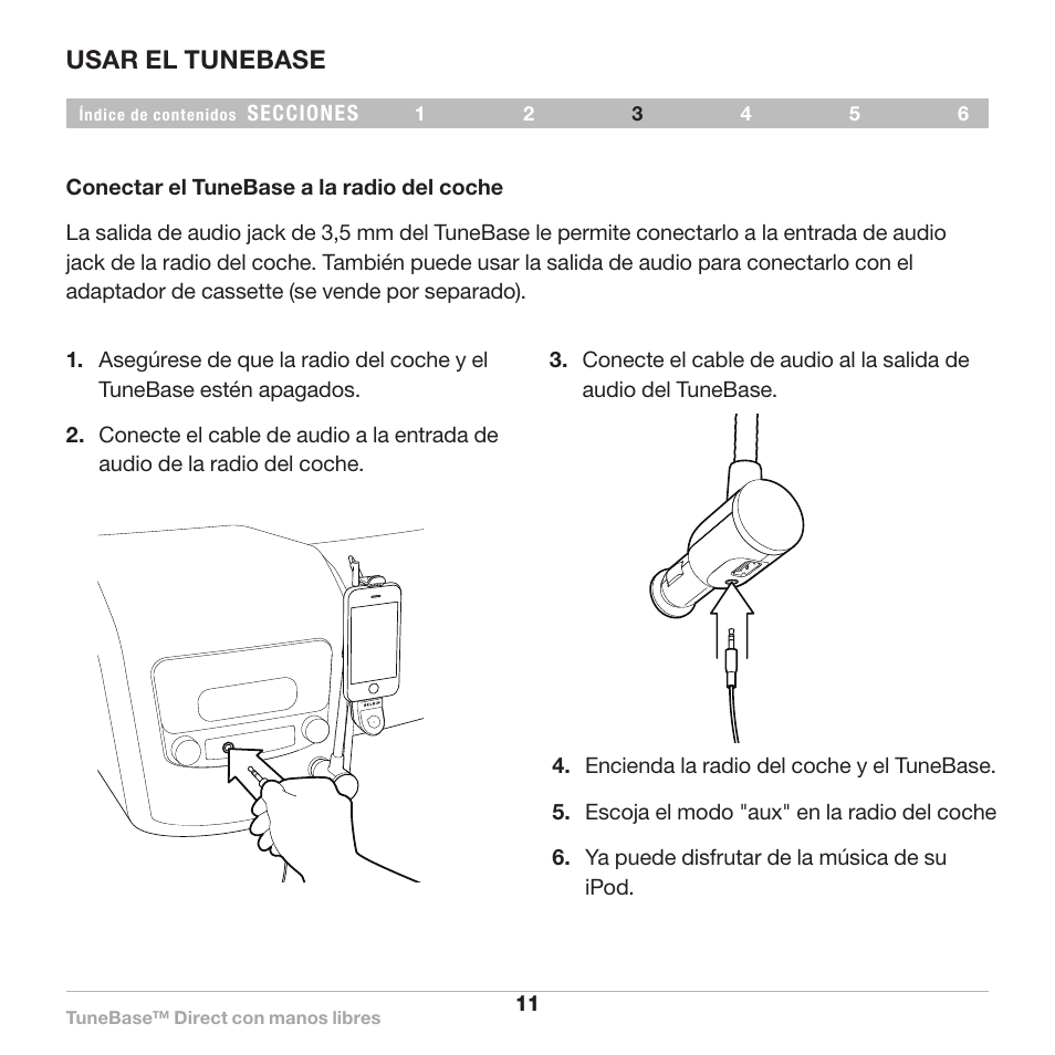 Usar el tunebase | Belkin Belkine TuneBase Direct with Hands-Free 8820-00110ea User Manual | Page 121 / 162