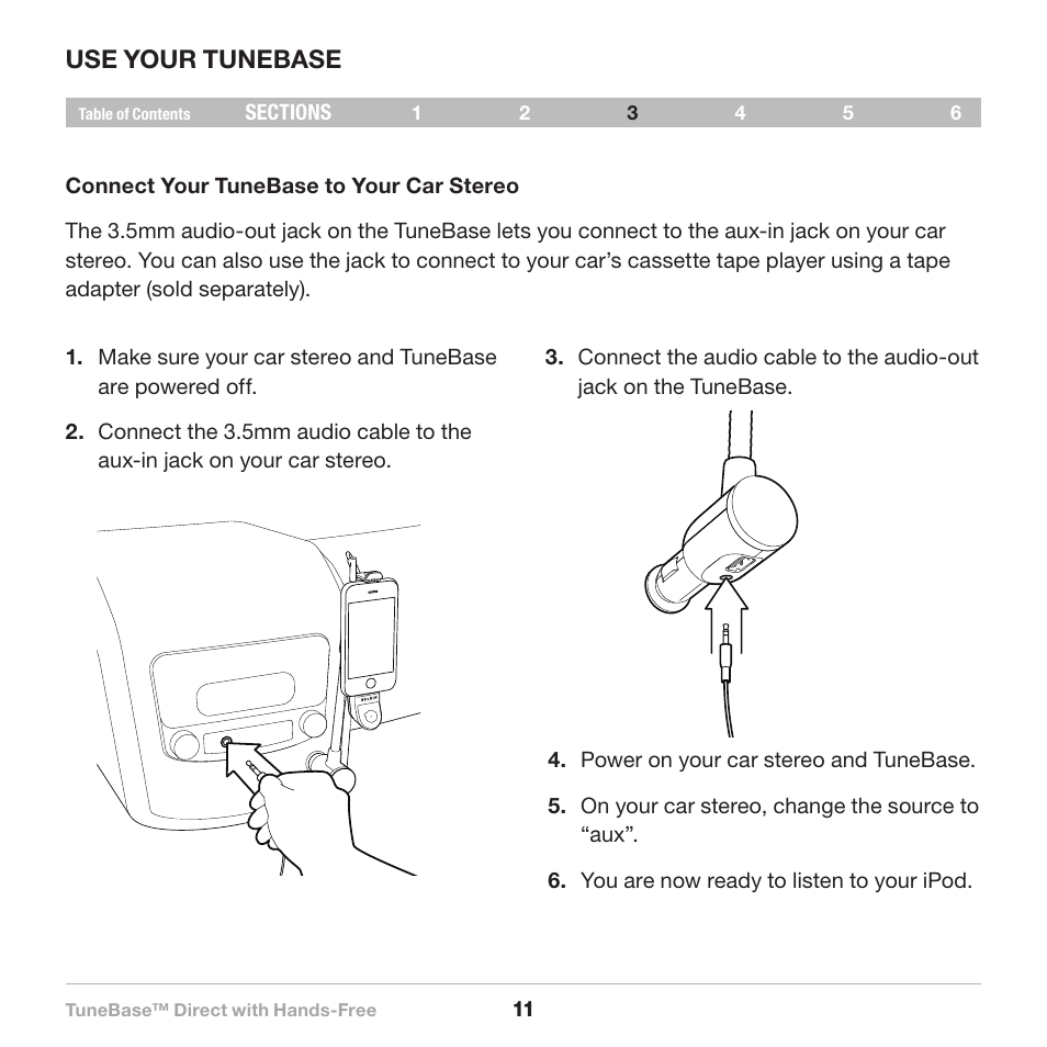 Use your tunebase | Belkin Belkine TuneBase Direct with Hands-Free 8820-00110ea User Manual | Page 13 / 162